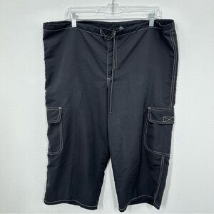 Xhiliration Vintage 90s Y2K Cropped Capri Cargo Pants Black Punk Skater Size L